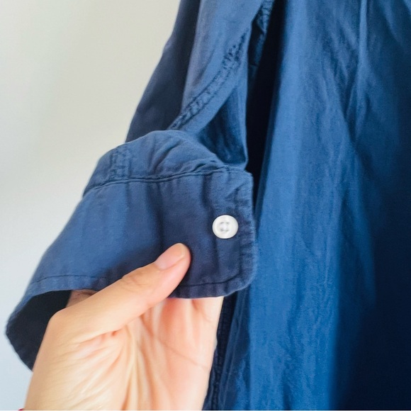 Frank & Eileen Rory Woven Long Dress in Navy Blue 100% Organic Cotton Size XL - Picture 4 of 10